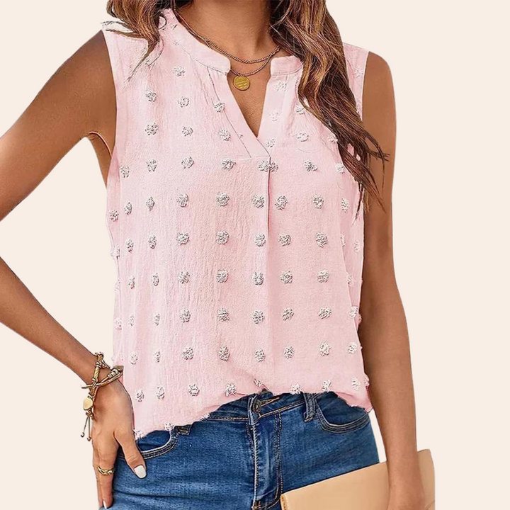Women's Sleeveless Blouse Swiss Dot Knit Top