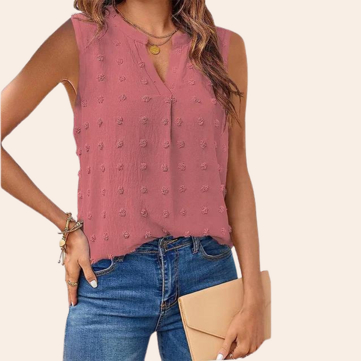 Women's Sleeveless Blouse Swiss Dot Knit Top