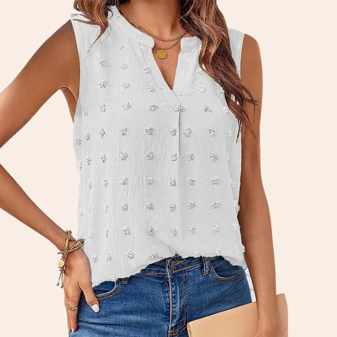 Women's Sleeveless Blouse Swiss Dot Knit Top