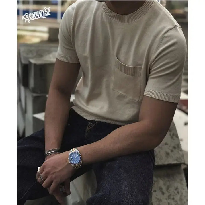 Men's Slim Fit Knit Zip Neck Polo Shirt