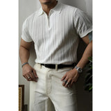Men's Slim Fit Knit Zip Neck Polo Shirt