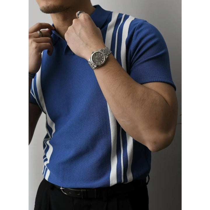 Men's Slim Fit Knit Zip Neck Polo Shirt
