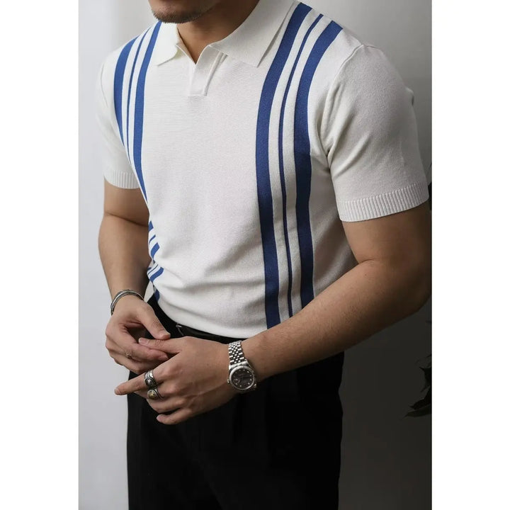 Men's Slim Fit Knit Zip Neck Polo Shirt