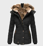 Women's Fleece Padded Fur Hooded Puffer Jacket Coat