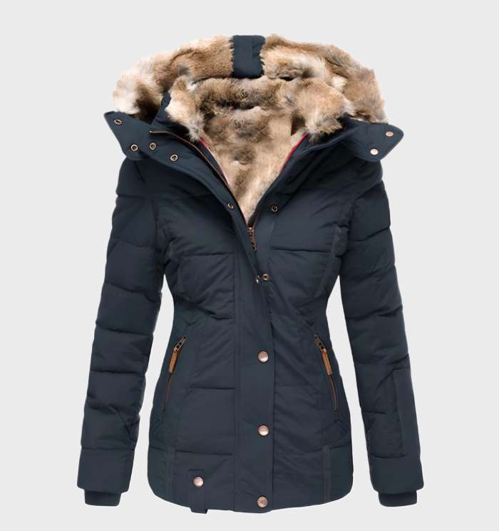 Women's Fleece Padded Fur Hooded Puffer Jacket Coat