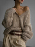 Women's Knit Cardigan Sweater Long Sleeve Open Front Knitwear