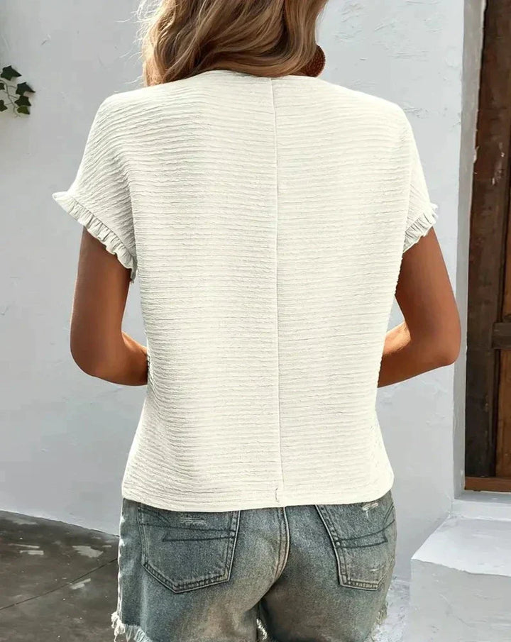 Women's Fine T-Shirt  Linen Blend Crewneck Top