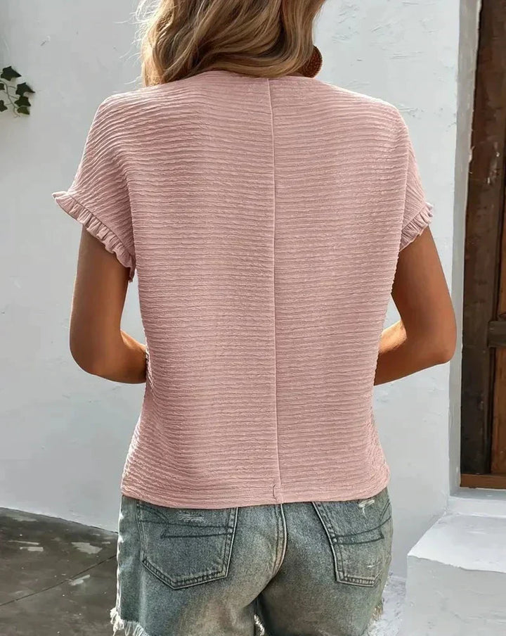 Women's Fine T-Shirt  Linen Blend Crewneck Top