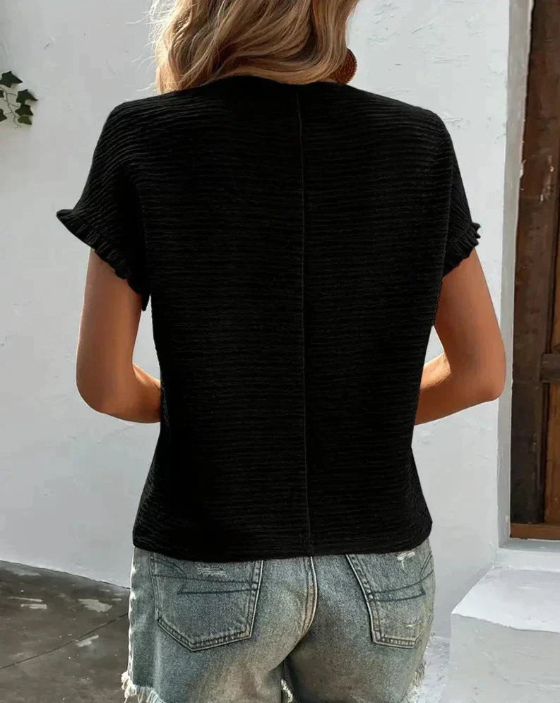Women's Fine T-Shirt  Linen Blend Crewneck Top