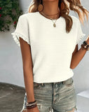 Women's Fine T-Shirt  Linen Blend Crewneck Top