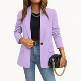 Women's Wool Blazer Jacket Smart Casual Suit Coat