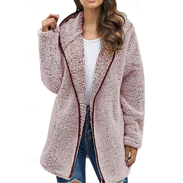 Women's Wool Fleece-Texture Hooded Jacket