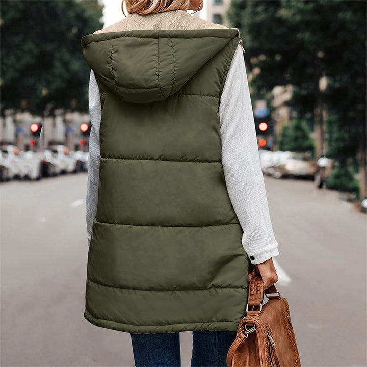 Women's Hooded Puffer Vest Fleece Gilet