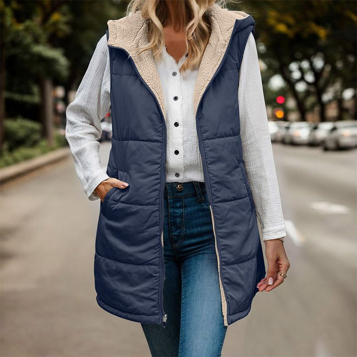 Women's Hooded Puffer Vest Fleece Gilet