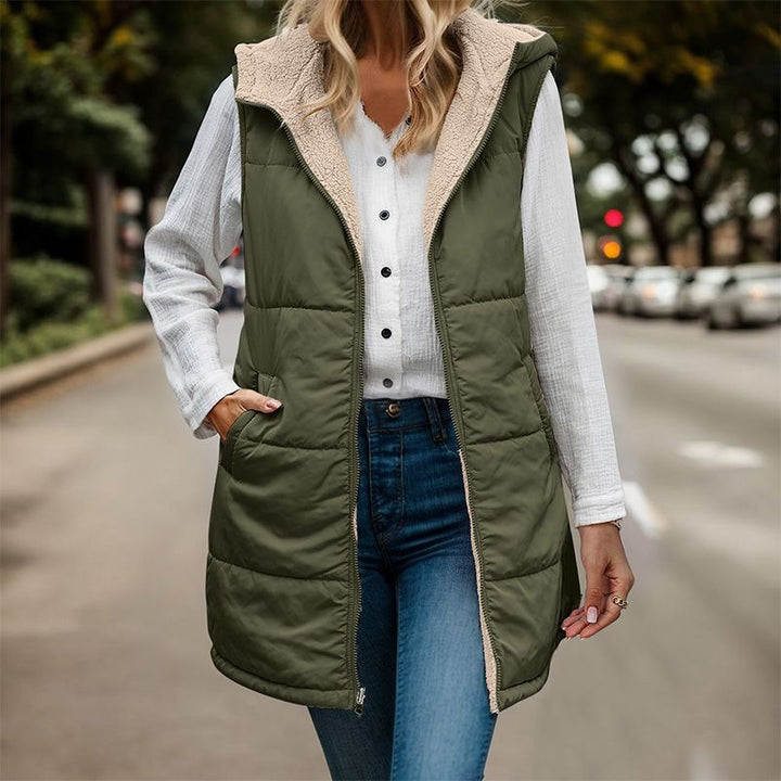 Women's Hooded Puffer Vest Fleece Gilet