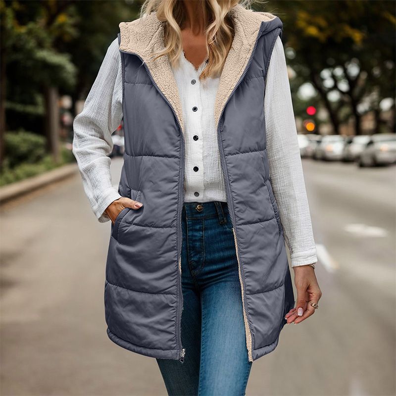 Women's Hooded Puffer Vest Fleece Gilet