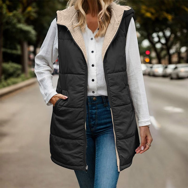Women's Hooded Puffer Vest Fleece Gilet