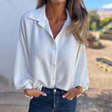 Women's Linen Blouse Long Sleeve Casual Button Down Shirt