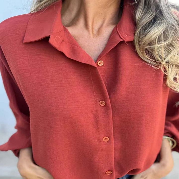 Women's Linen Blouse Long Sleeve Casual Button Down Shirt
