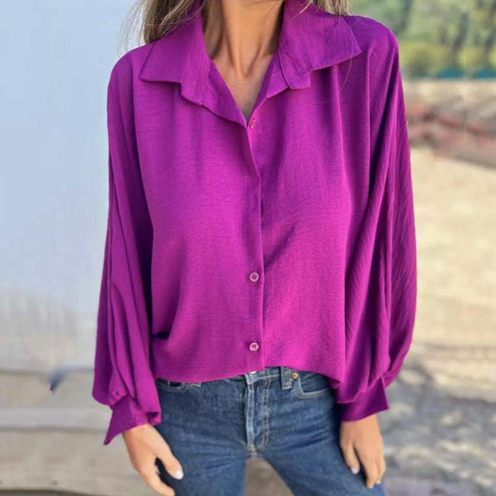 Women's Linen Blouse Long Sleeve Casual Button Down Shirt