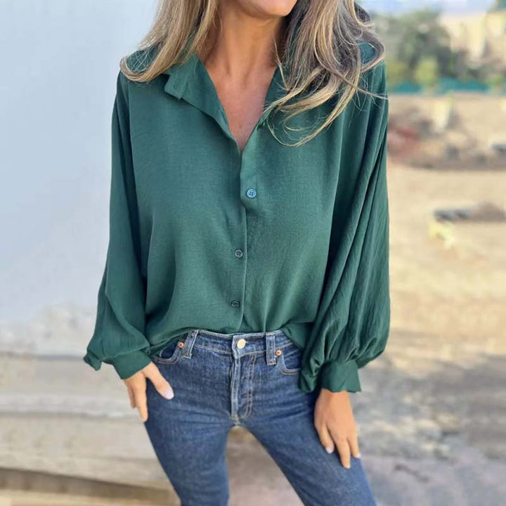Women's Linen Blouse Long Sleeve Casual Button Down Shirt