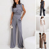 Women's Silk Two Piece Wide Leg Trouser Set Luxury Evening Co-ord