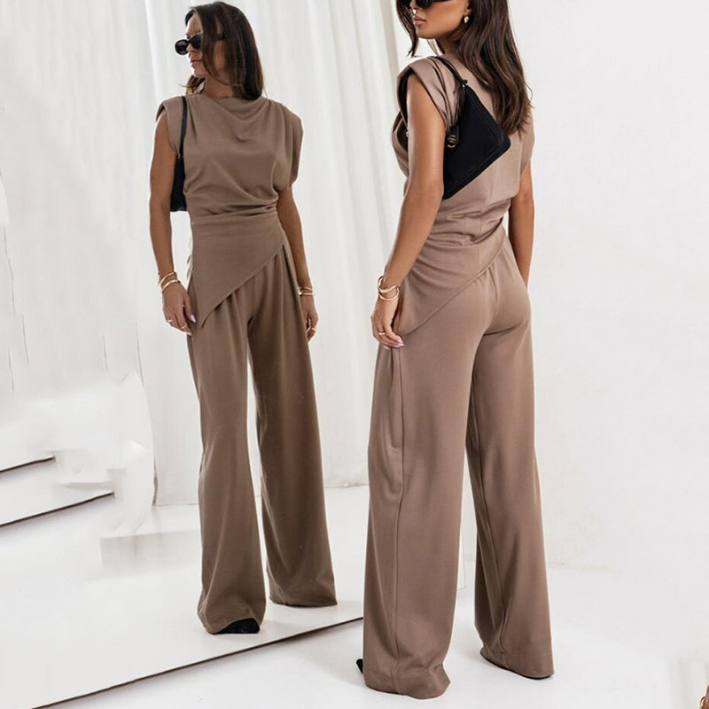 Women's Silk Two Piece Wide Leg Trouser Set Luxury Evening Co-ord