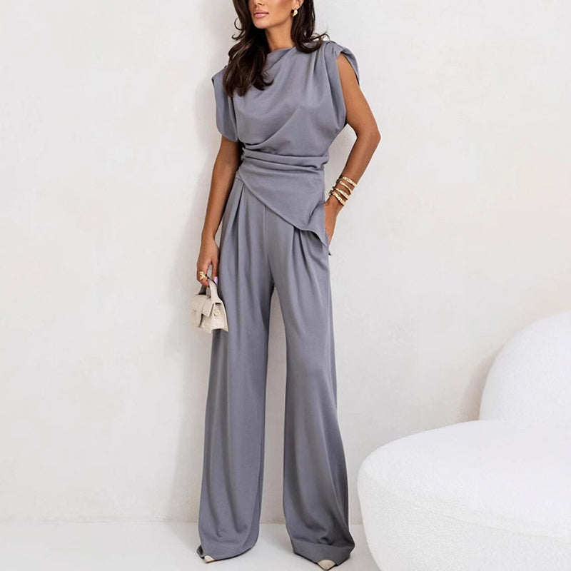 Women's Silk Two Piece Wide Leg Trouser Set Luxury Evening Co-ord