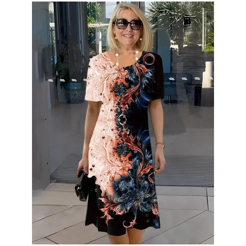 Women’s Linen-Blend Floral A-Line Midi Dress