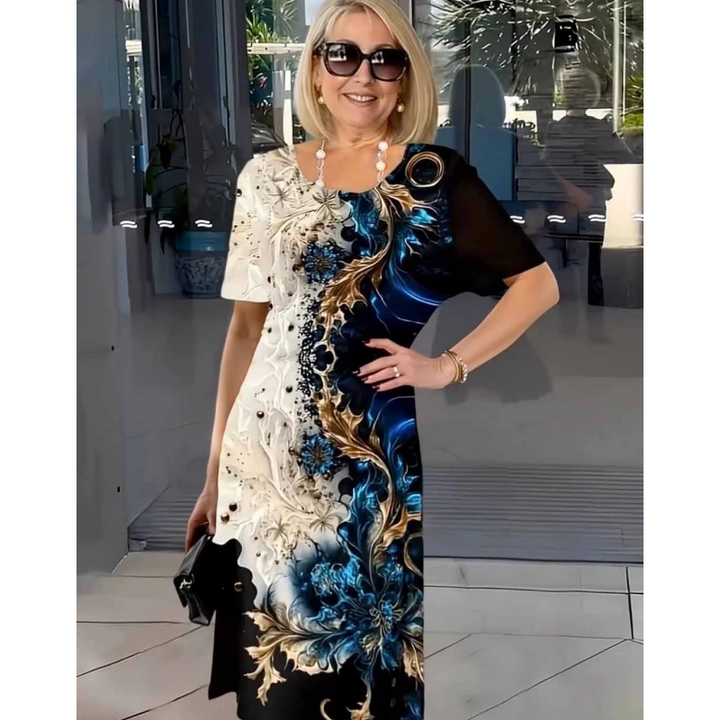 Women’s Linen-Blend Floral A-Line Midi Dress