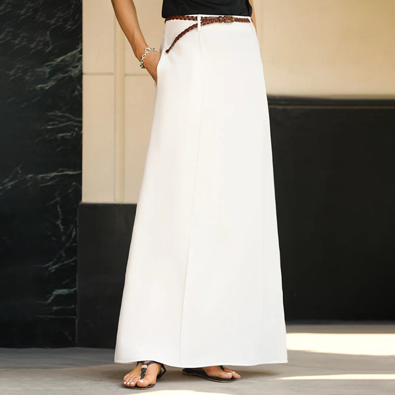 Women’s Knit High-Waisted A-Line Floor-Length Maxi Skirt