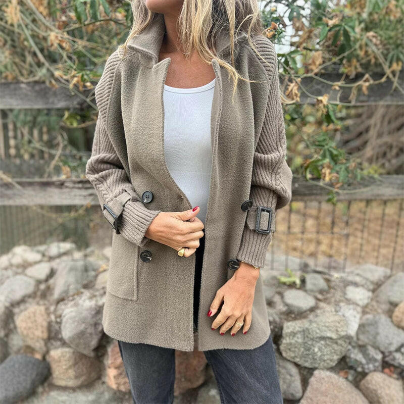 Women’s Wool-Blend Double-Breasted Lapel Coat