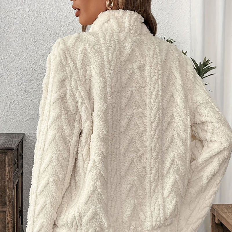 Women's Half-Zip Contrast Trim Cable Knit Pullover