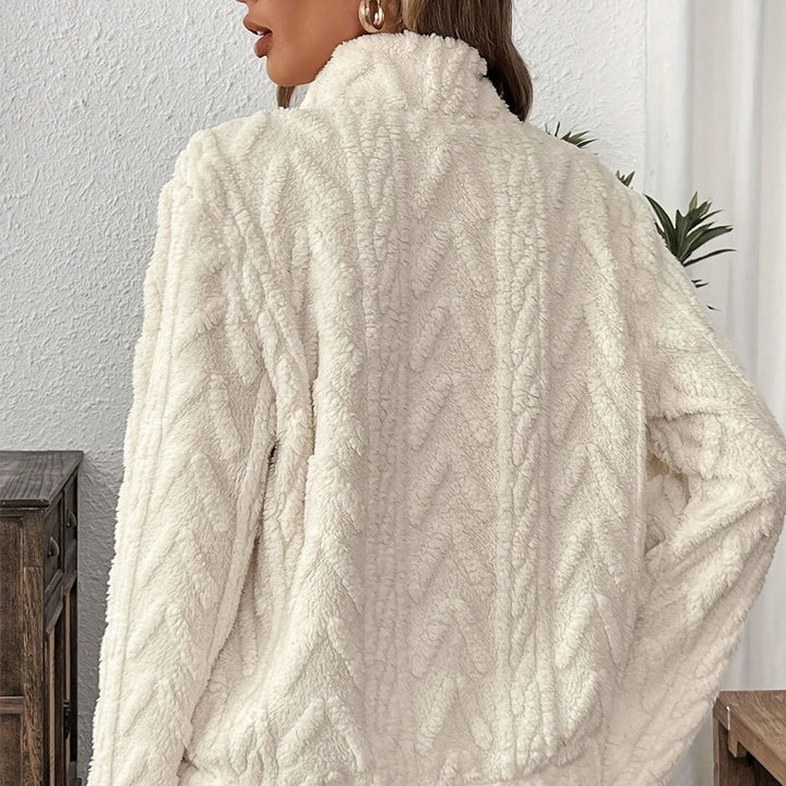 Women's Half-Zip Contrast Trim Cable Knit Pullover