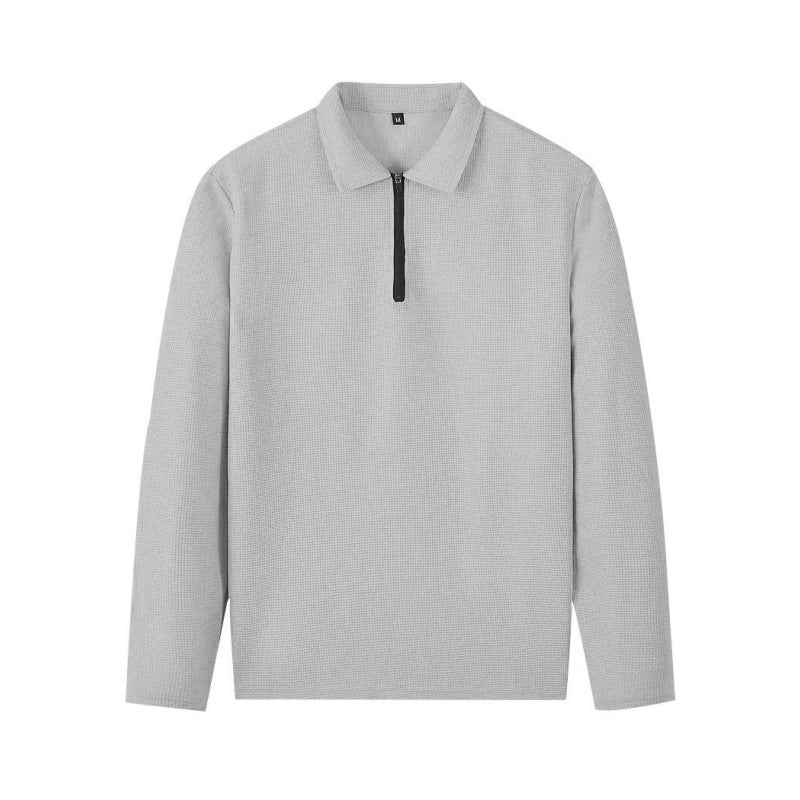 Men Tracksuit Knit Quarter Zip Pullover Polo Shirt and Trousers Set
