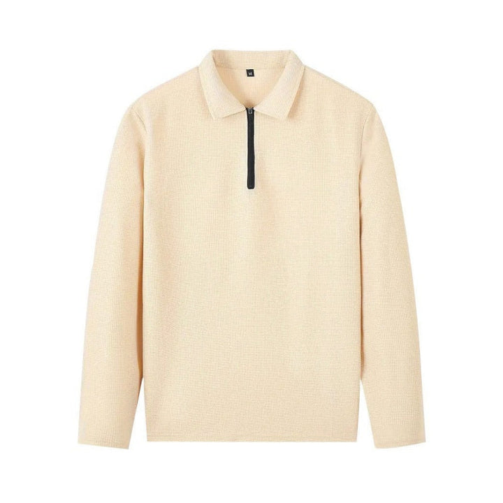 Men Tracksuit Knit Quarter Zip Pullover Polo Shirt and Trousers Set