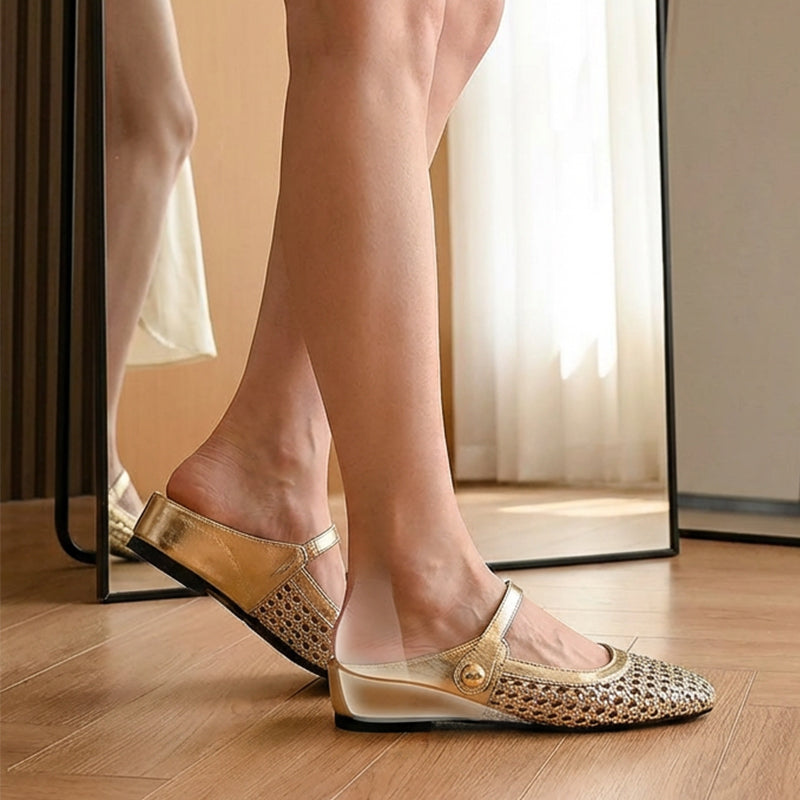 Leather Mary Jane Mules for Women