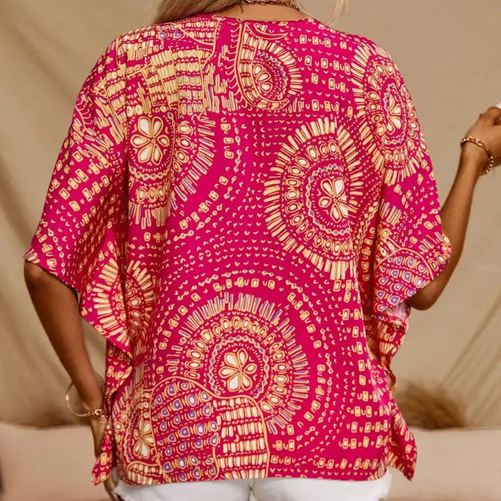Dámská lněná boho halenka s výstřihem do V, ležérní košile a top
