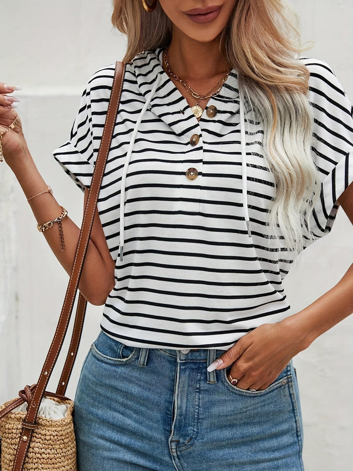 Women's Hoodie Knit Short Sleeve Top