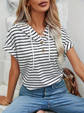 Women's Hoodie Knit Short Sleeve Top