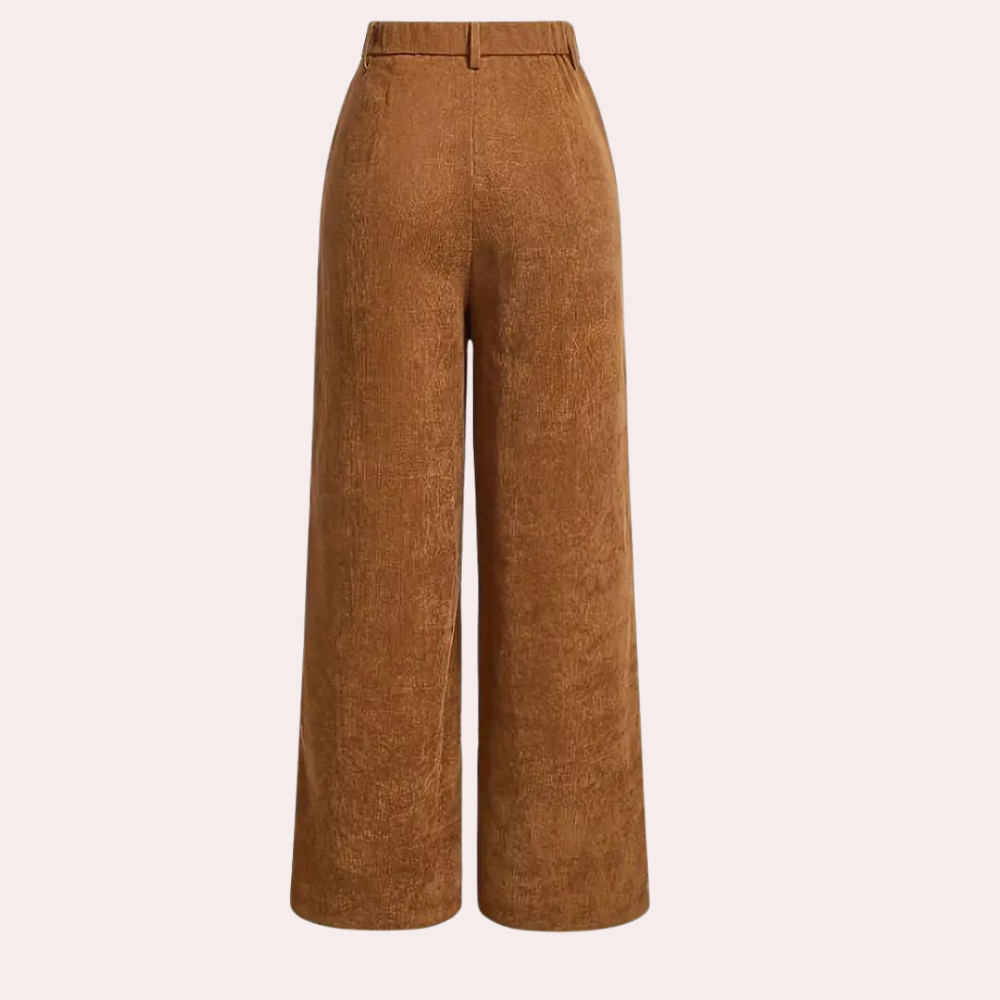 Dámské manšestrové kalhoty se širokými nohavicemi, vysokým pasem a ležérním střihem