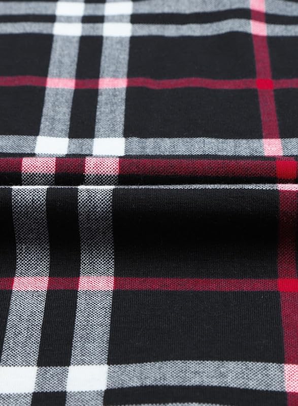 Női lenvászon, kockás, hosszú ujjú, V-nyakú flanelblúz