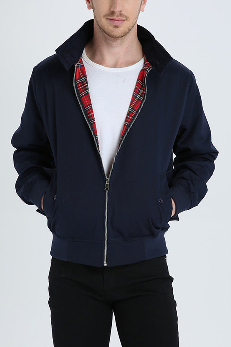 Harrington Bomber Jacket Men's Fleece Casual Zip Up Outerwear