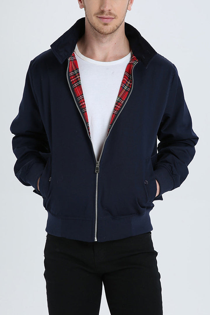 Harrington Bomber Jacket Men's Fleece Casual Zip Up Outerwear