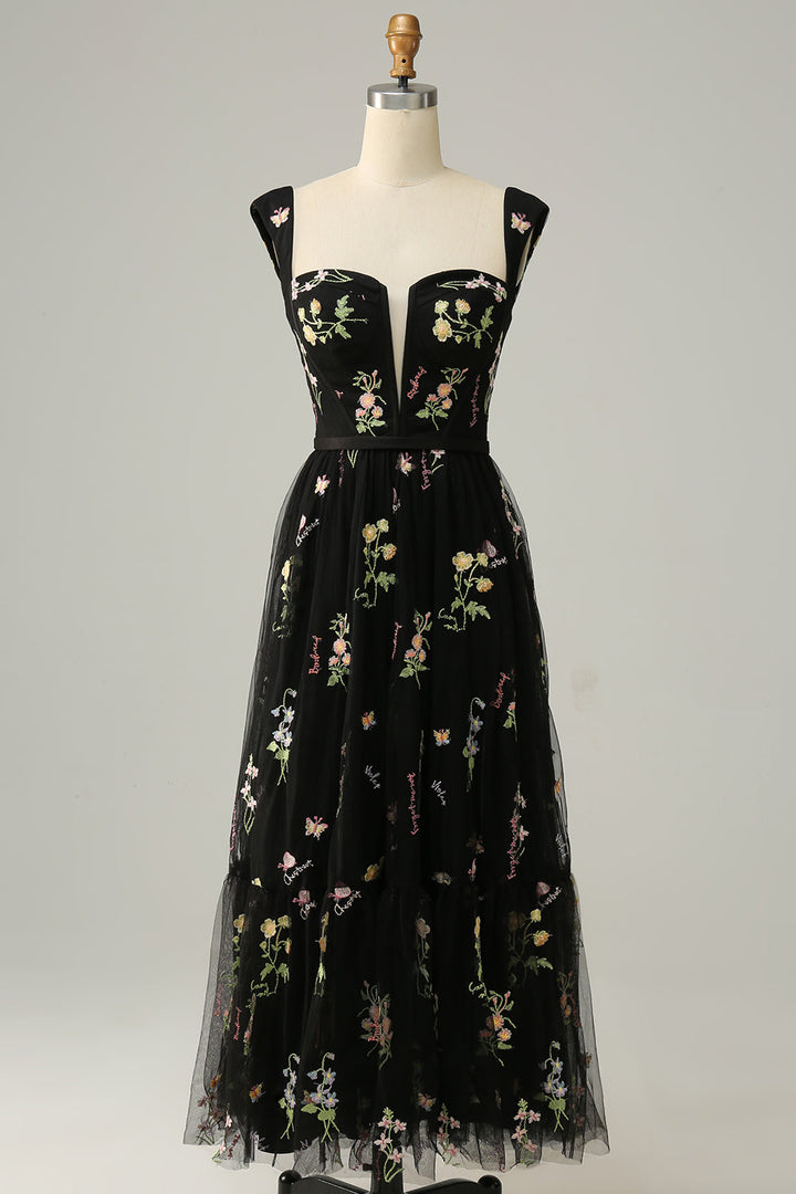 Women's Chiffon Embroidered Prom Dress Evening Maxi Gown
