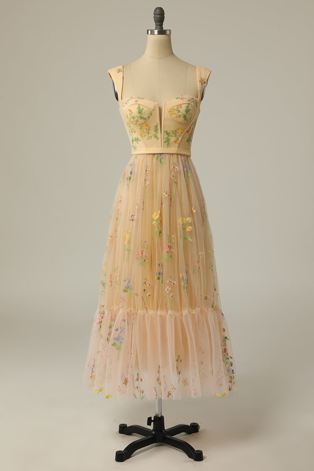 Women's Chiffon Embroidered Prom Dress Evening Maxi Gown