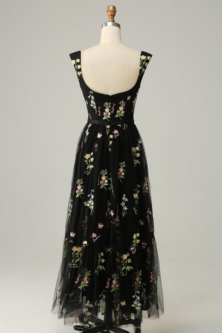 Women's Chiffon Embroidered Prom Dress Evening Maxi Gown