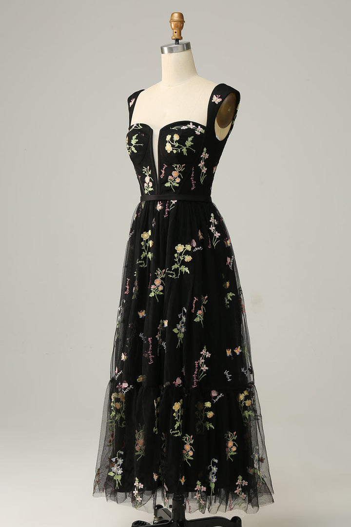 Women's Chiffon Embroidered Prom Dress Evening Maxi Gown