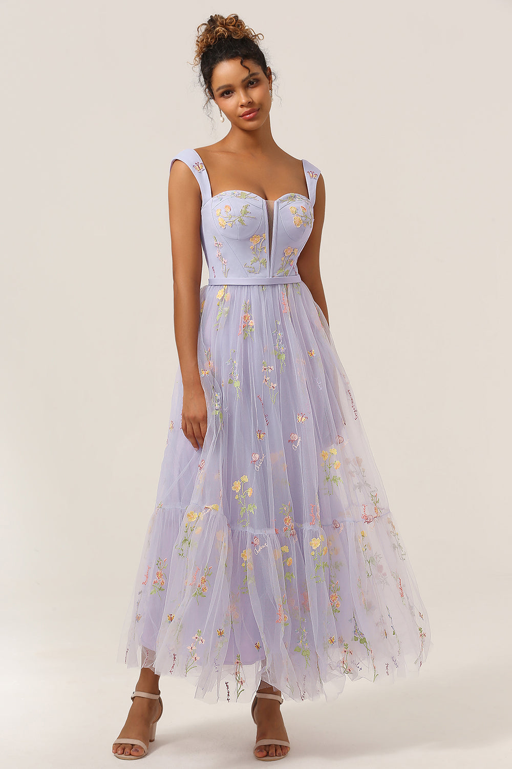 Women's Chiffon Embroidered Prom Dress Evening Maxi Gown