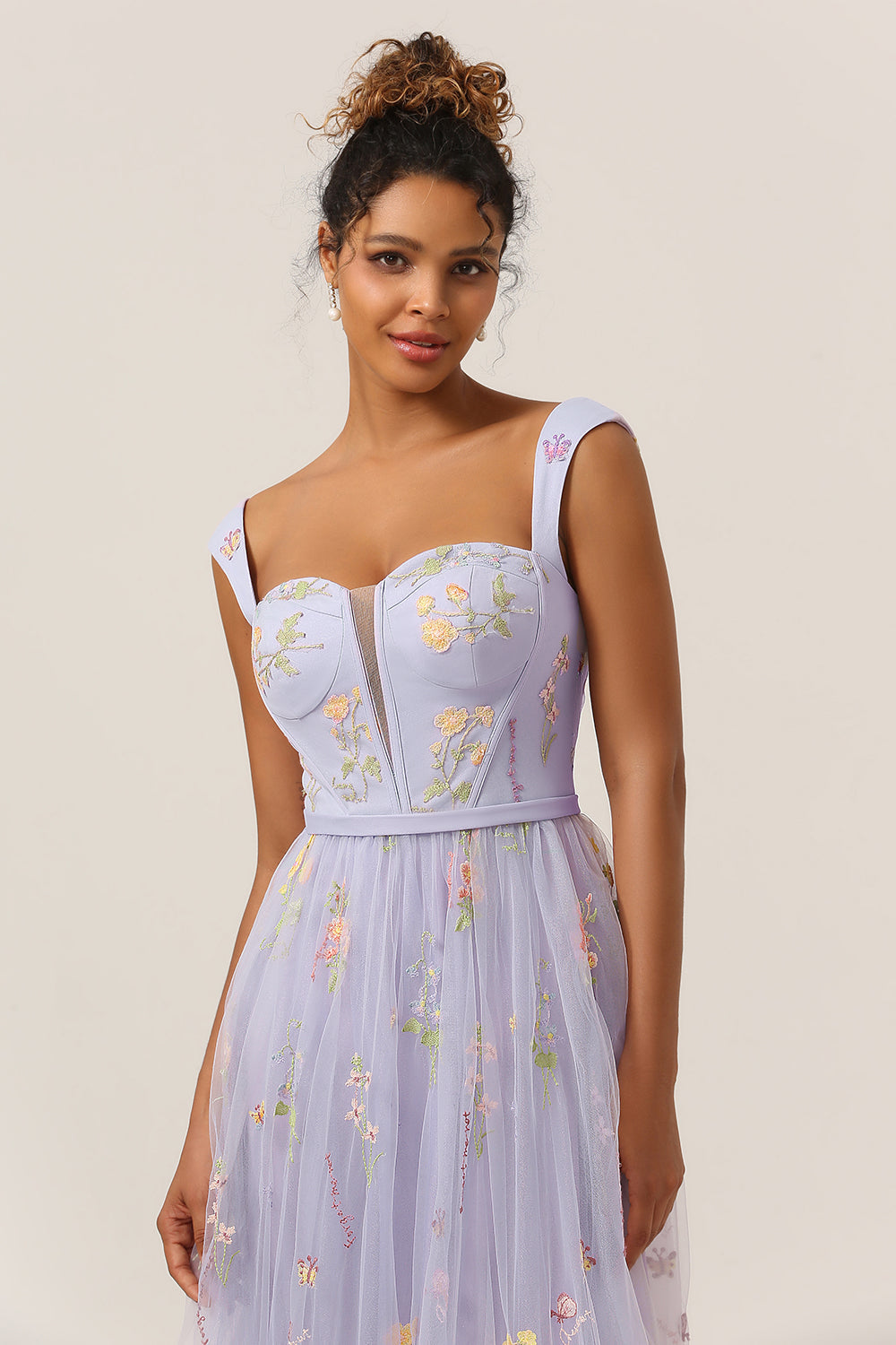 Women's Chiffon Embroidered Prom Dress Evening Maxi Gown